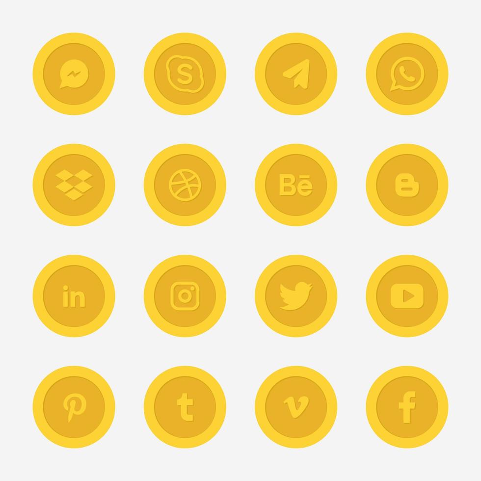 Golden circle social media logo collection vector