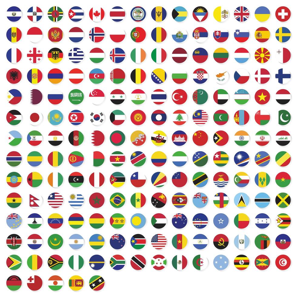 Round flags of the world collection vector