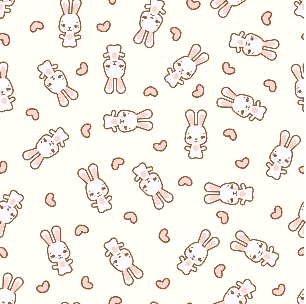 Seamless pattern with rabbits and hearts vector