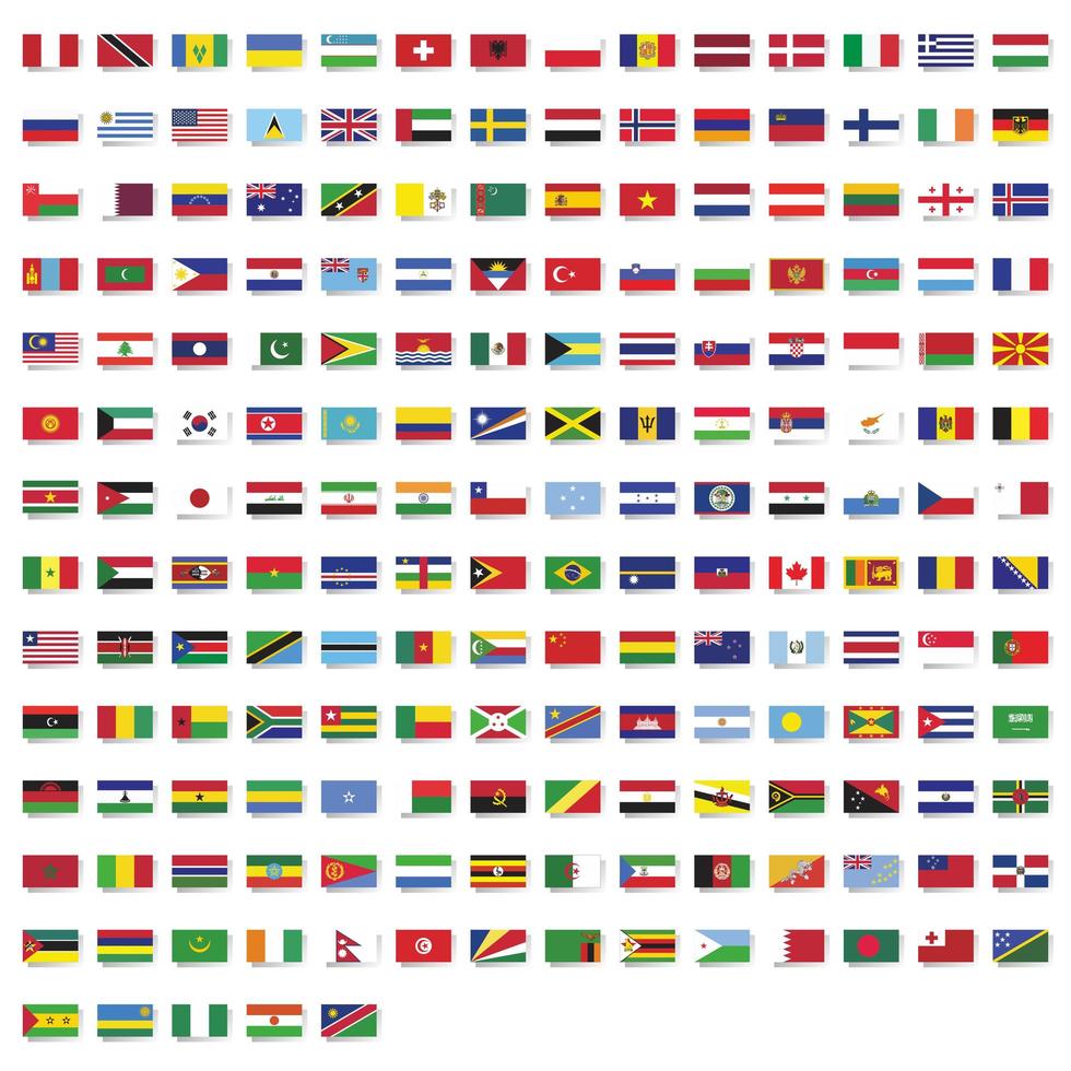 Banderas rectangulares de la colección mundial. vector