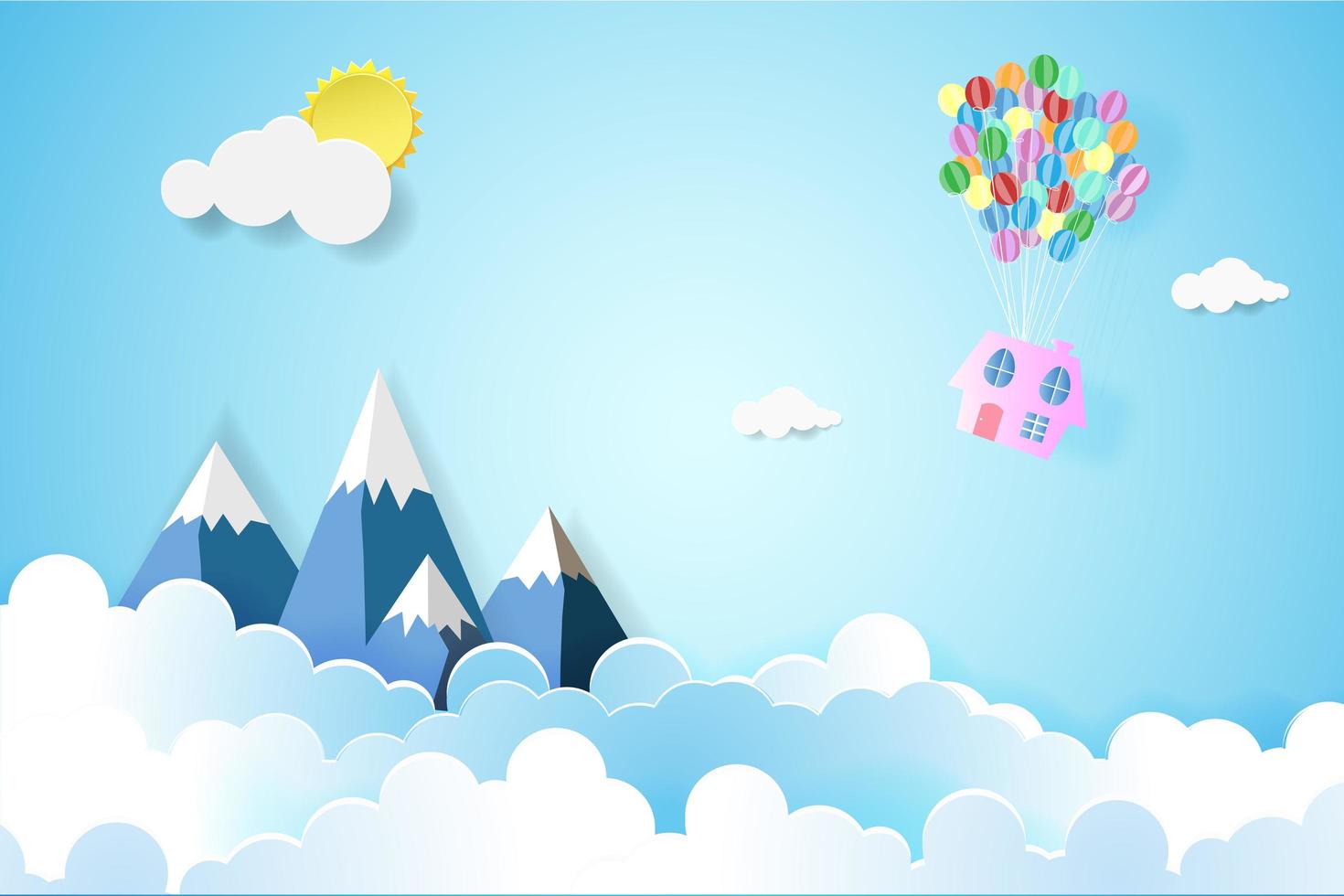 Balloon floating in the sky vector