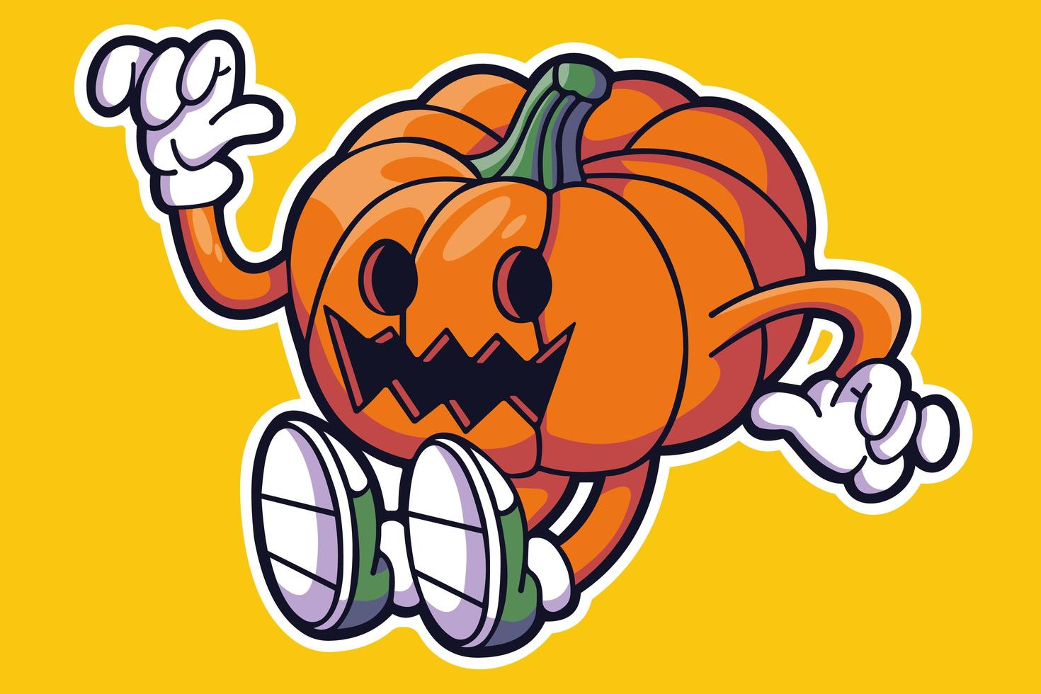 personaje de calabaza de halloween con zapatos y guantes vector