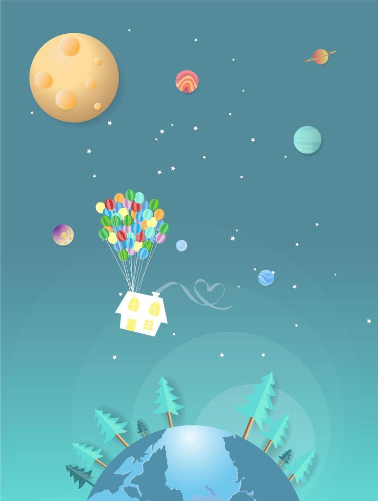 Balloons floating outside the galaxy vector