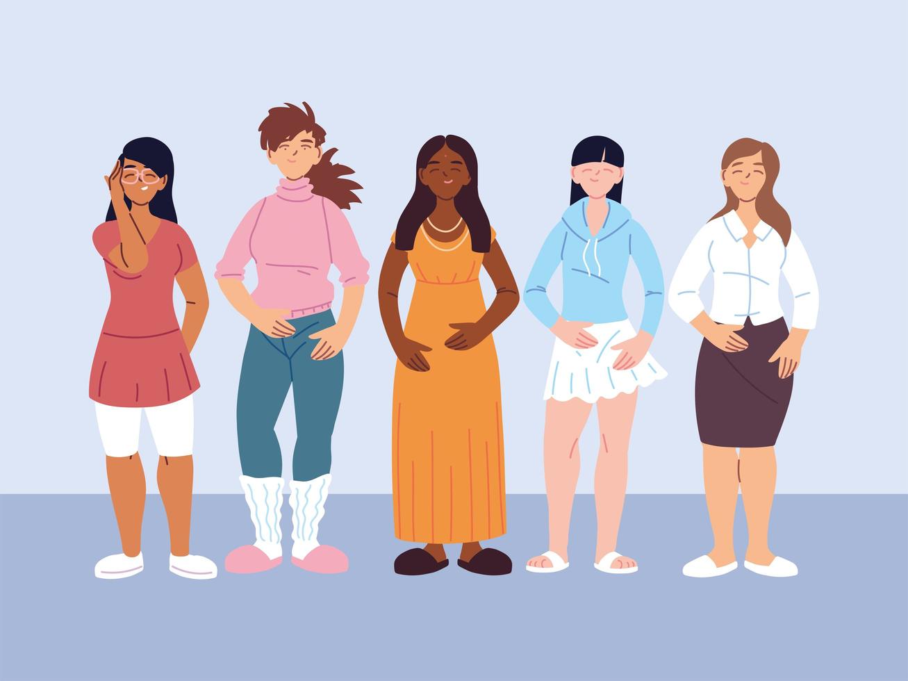 Diverse group of women in casual clothes 1406414 Vector Art at Vecteezy