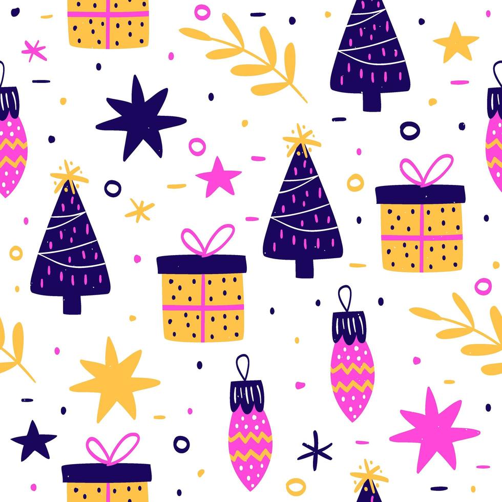 Colorful hand drawn christmas pattern vector