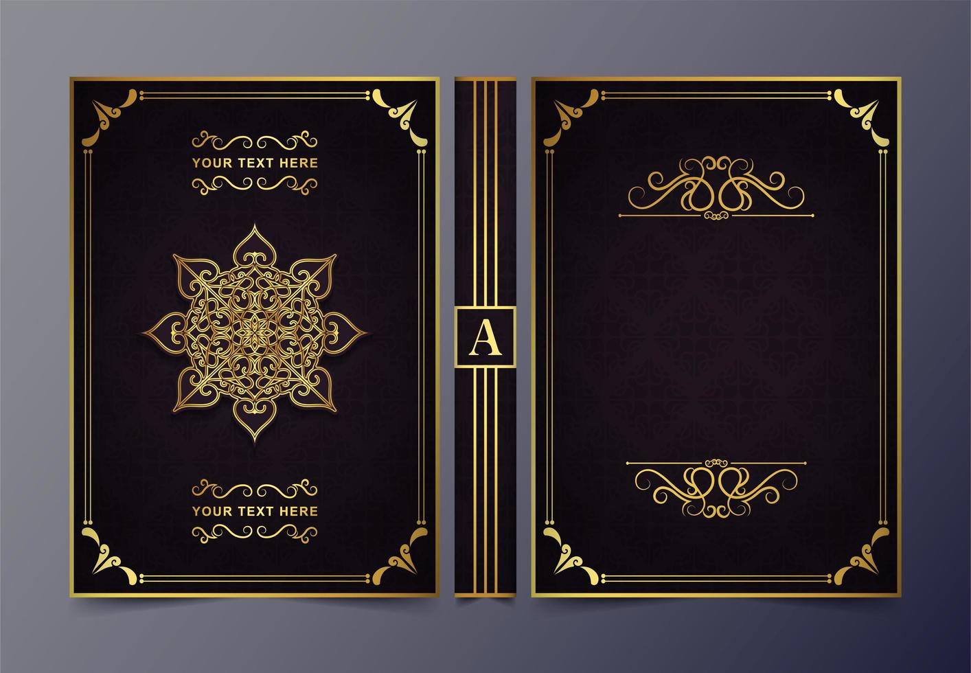 diseño de portada de libro ornamental de oro de lujo 1406433 Vector en  Vecteezy