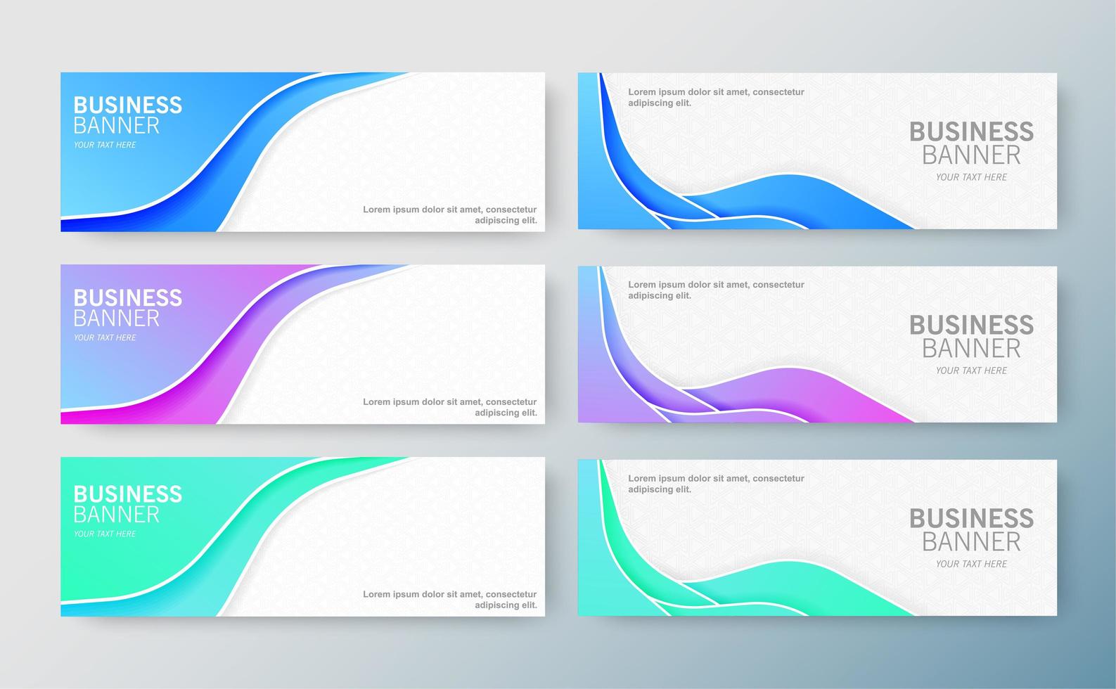 Set of modern business banners with waves vector