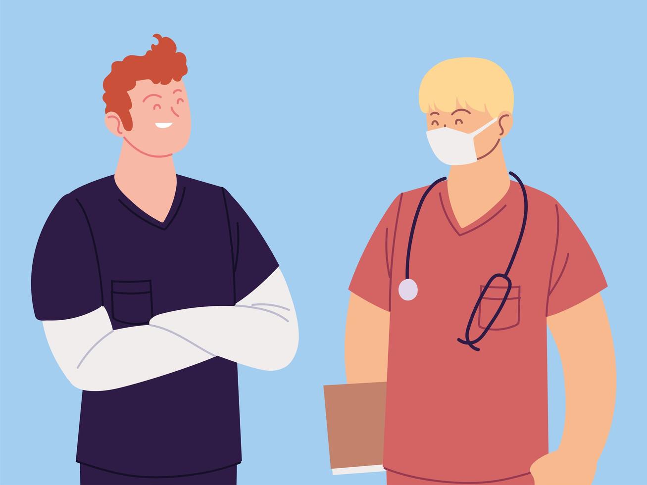 Portrait of male healthcare workers vector