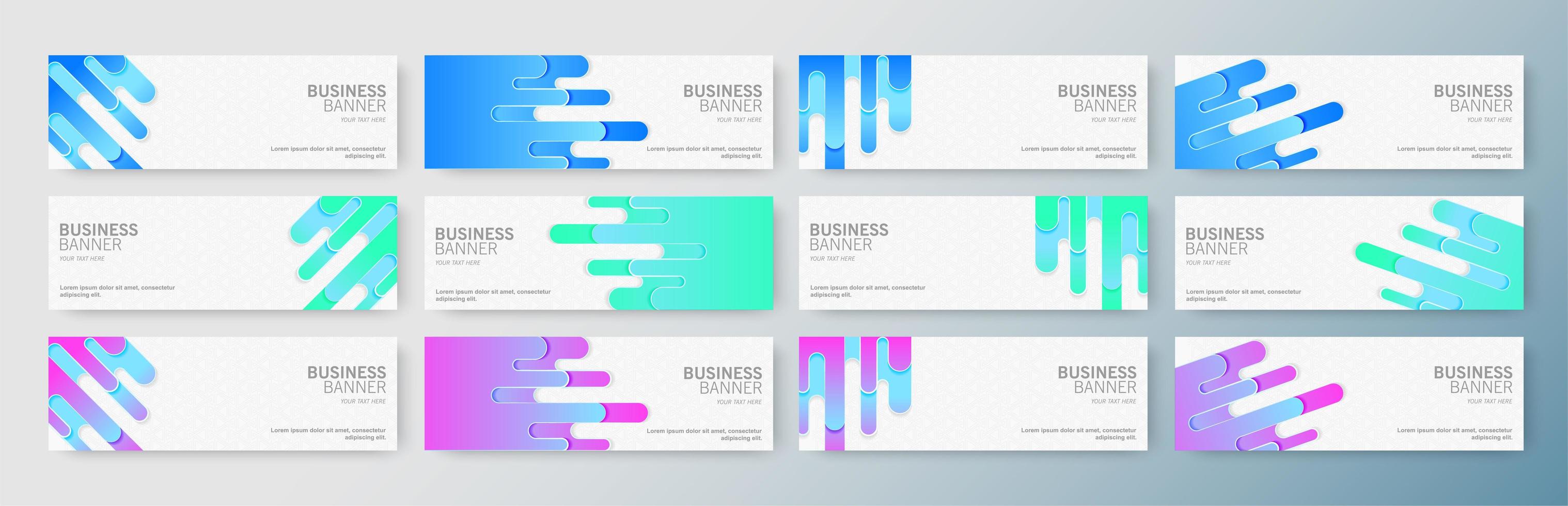 Set of modern business banners with round shapes vector