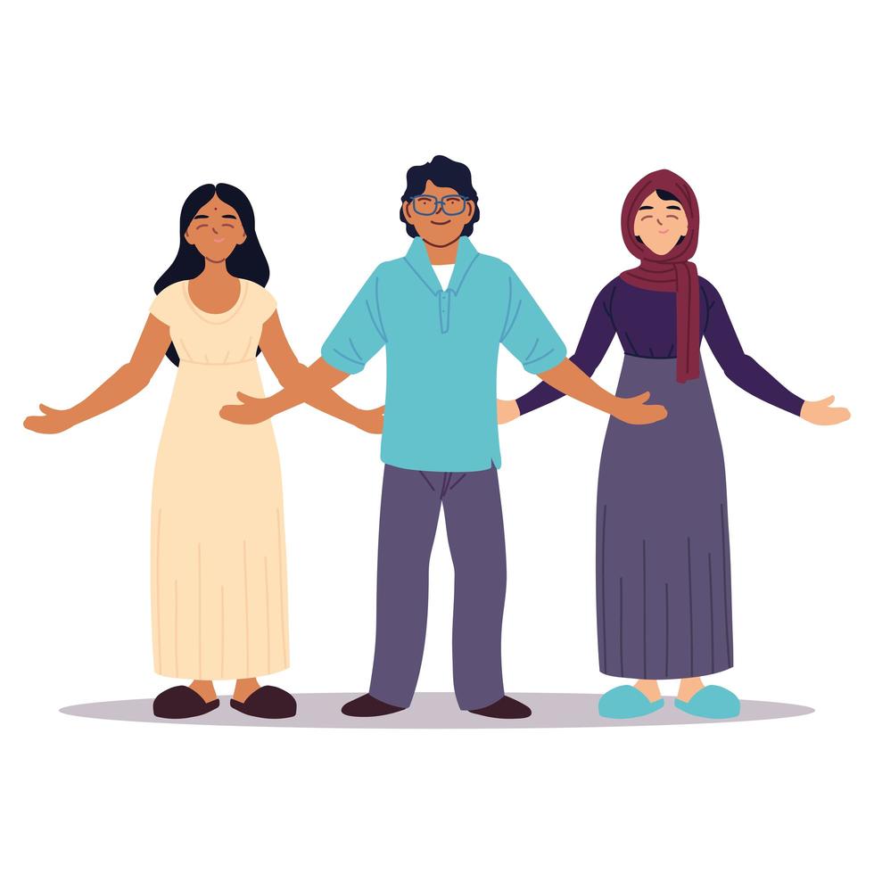 Group of people together, diversity or multicultural vector