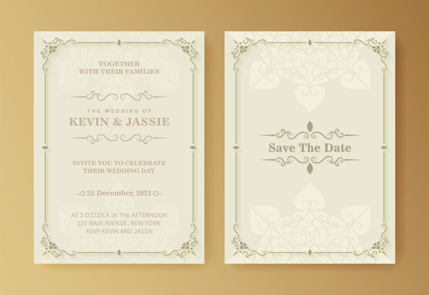 Retro wedding invitation on white background vector