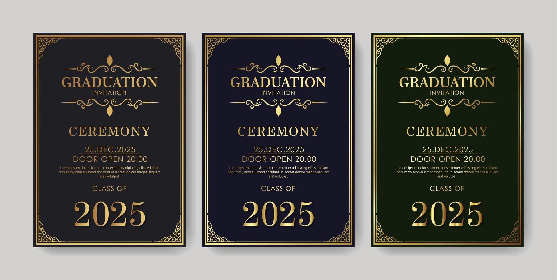 Elegant graduation invitation template with ornaments vector