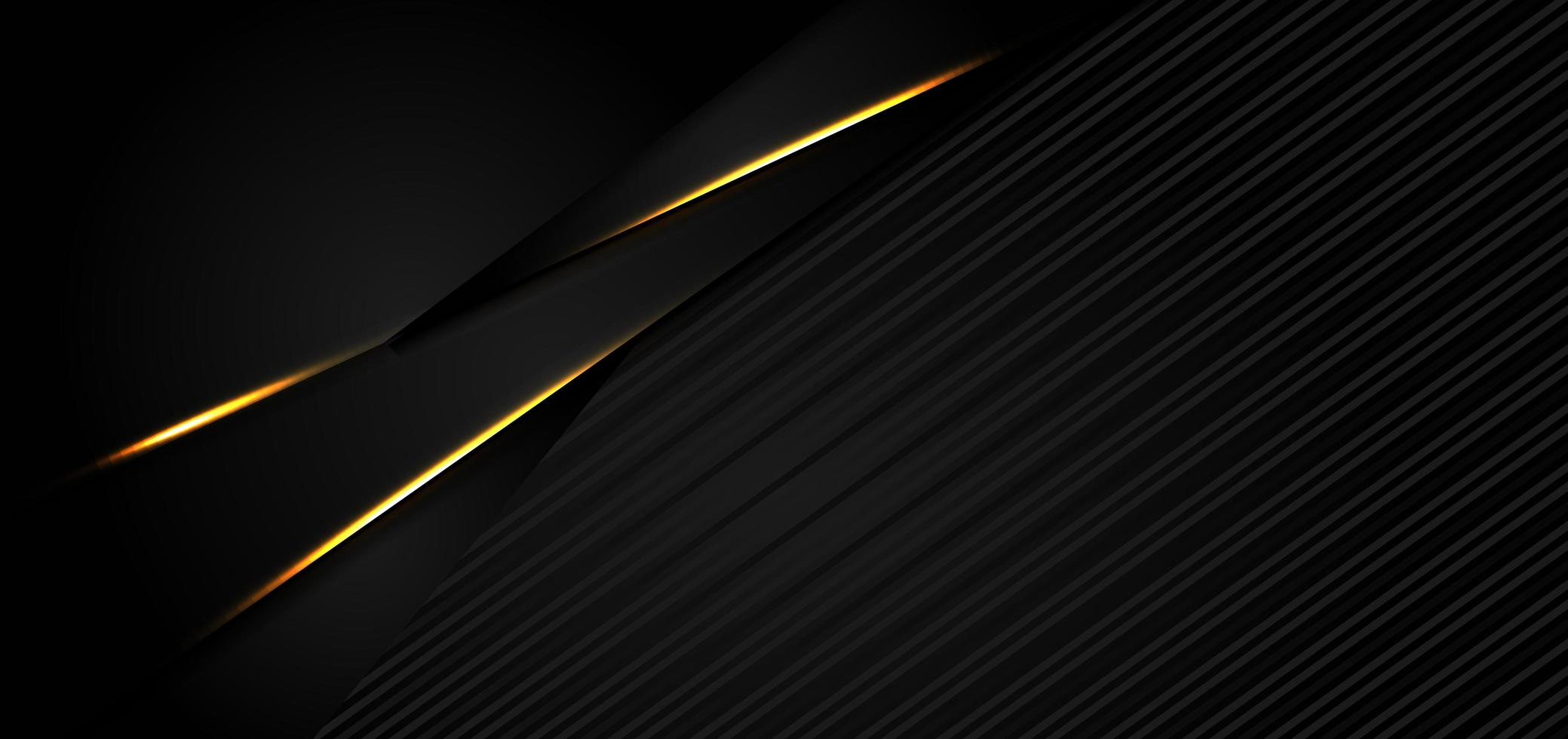 Abstract angled black background with golden edges vector