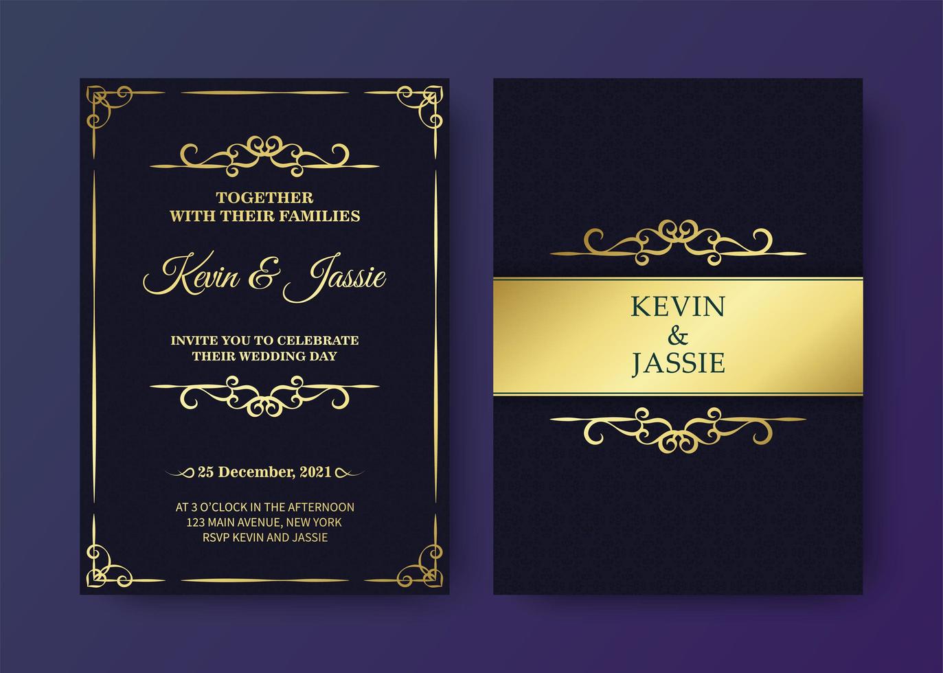 Luxury vintage black and gold invitation card template vector