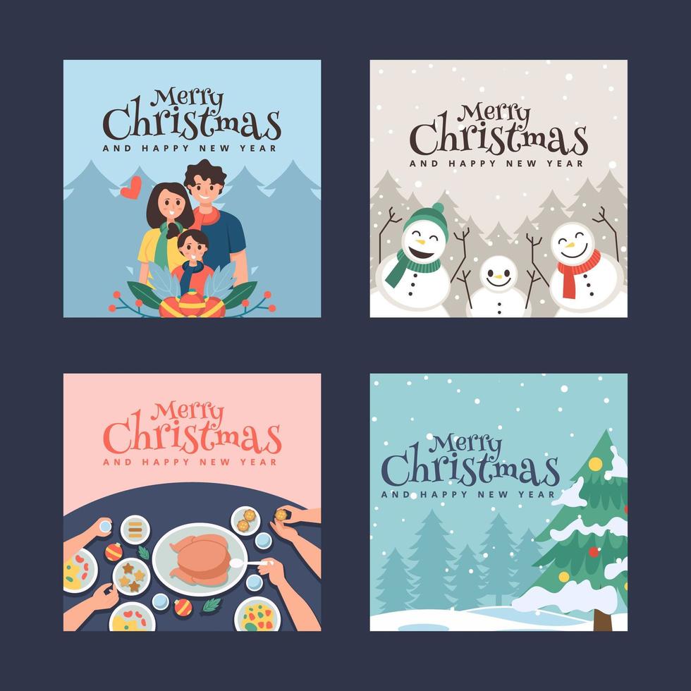 Collection of Christmas Postcards Greetings vector
