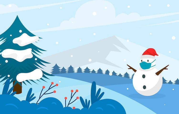 Winter Wonderland with Snowman using Mask vector