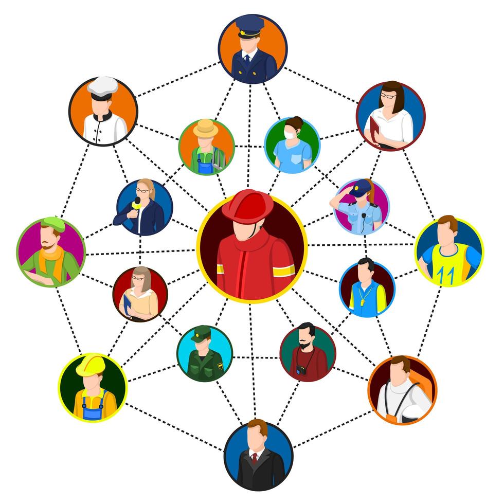 Network of professionals composition vector