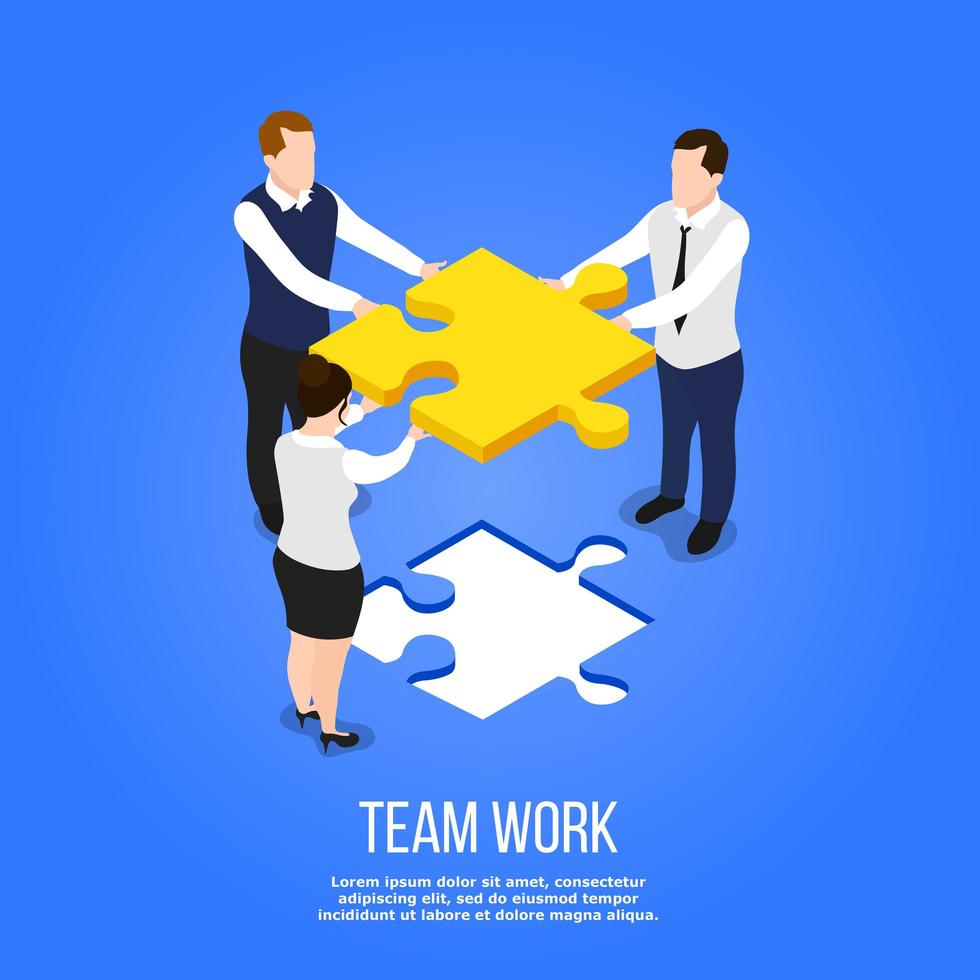 Isometric composition of teamwork concept vector