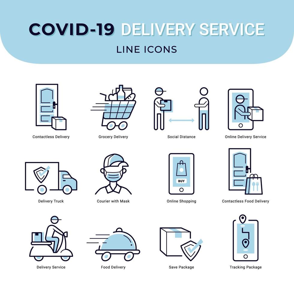 Safe Contactless Delivery Service Icons vector