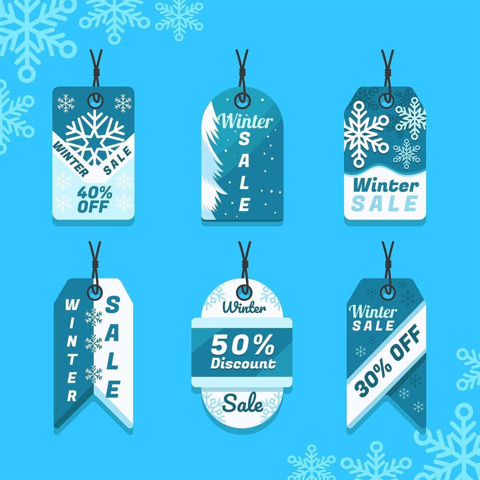 Wonderful Blue Winter Sale Label vector