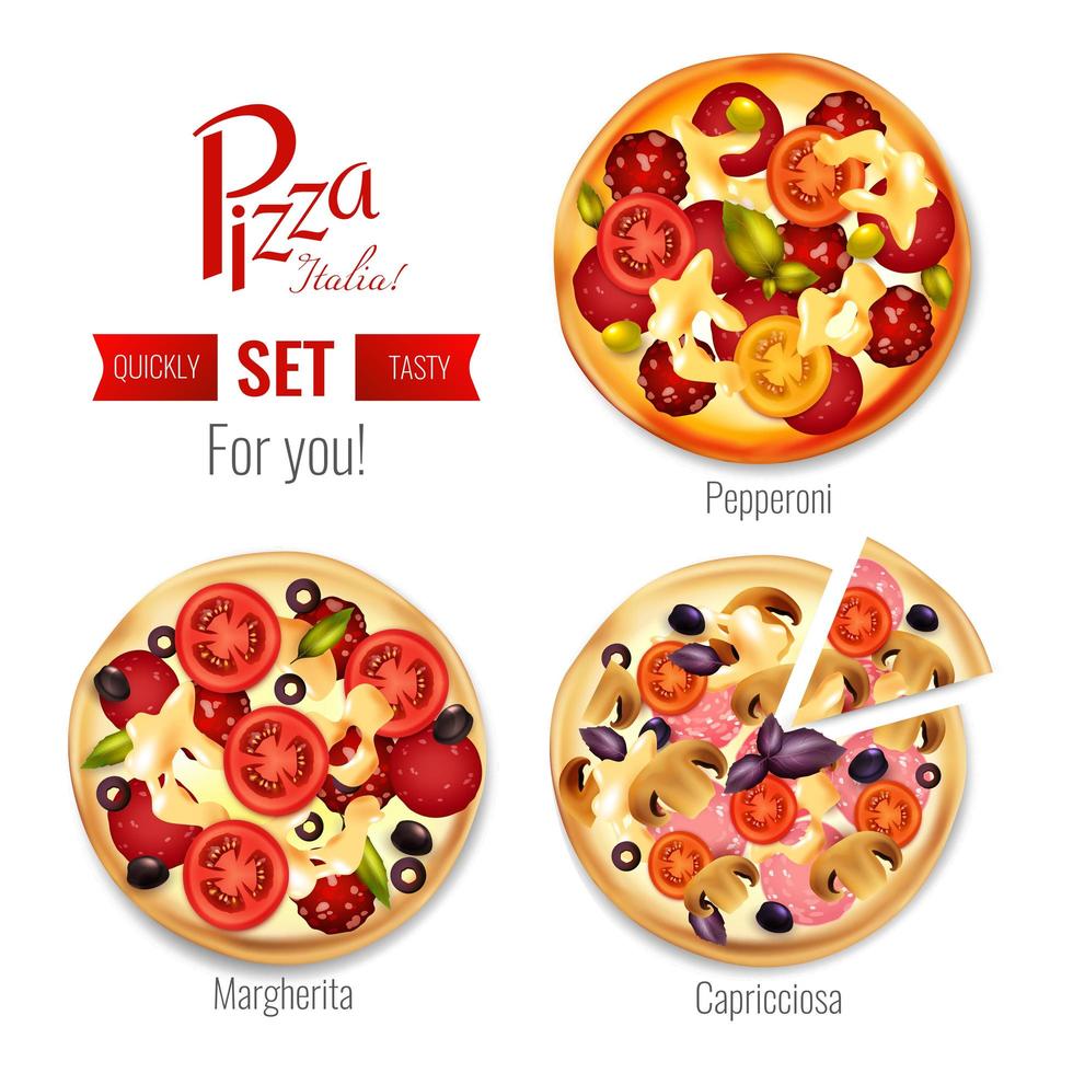 Italian pizza set vector