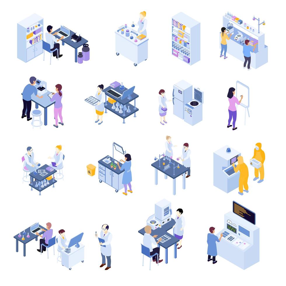 Isometric science icon set vector