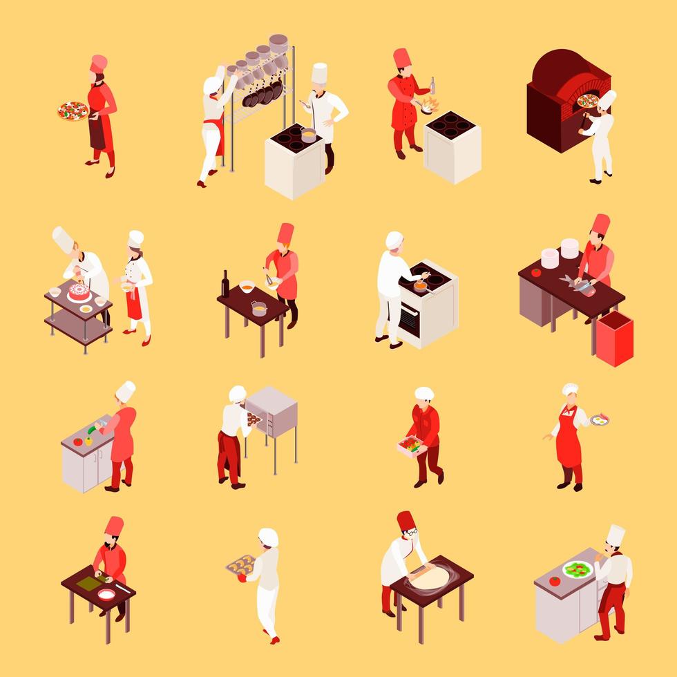 Isometric professional cooking set vector