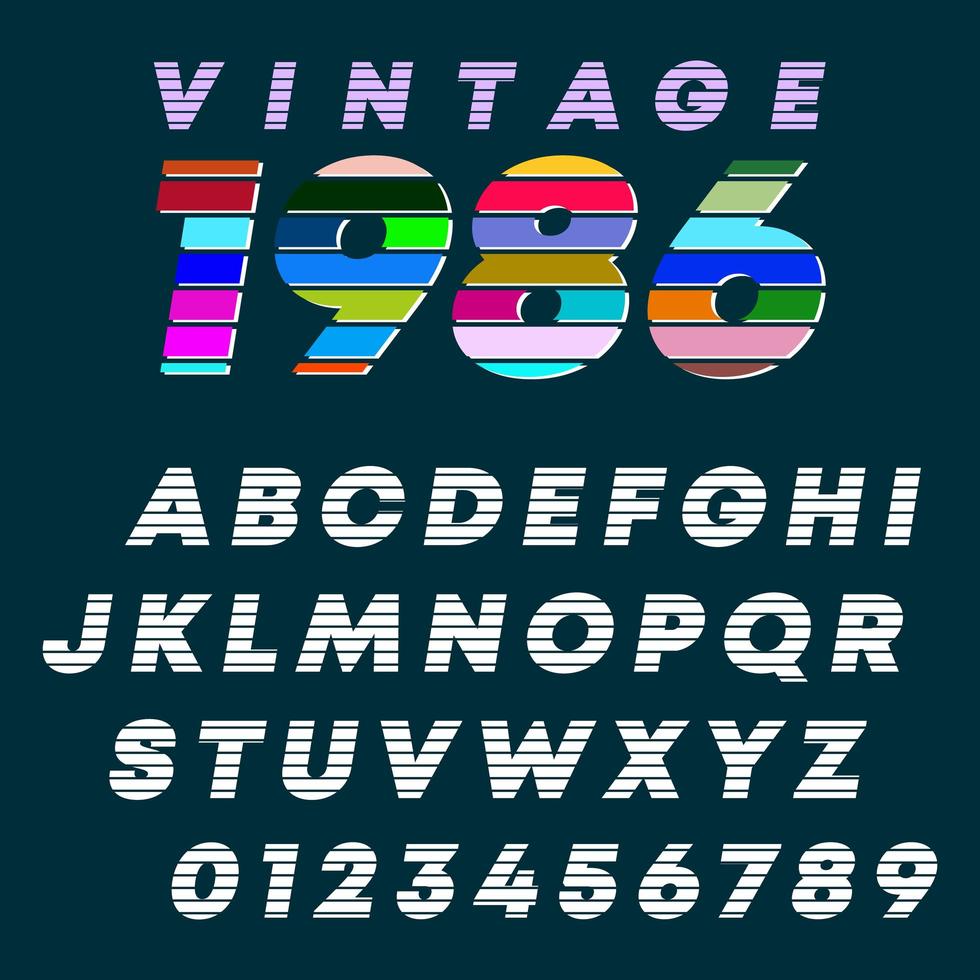 Alphabet letters and numbers vintage design vector