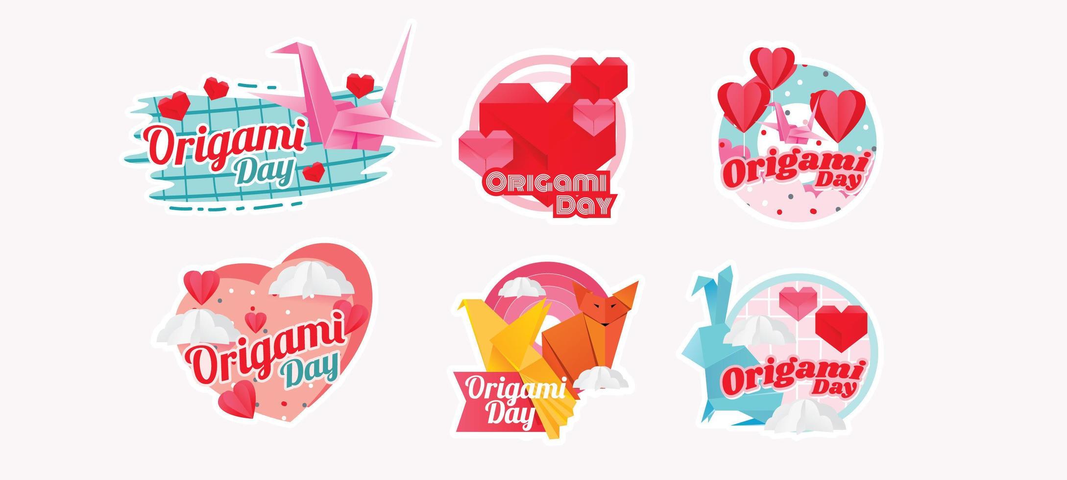 Origami Day Festival with Cheerful Stickers vector