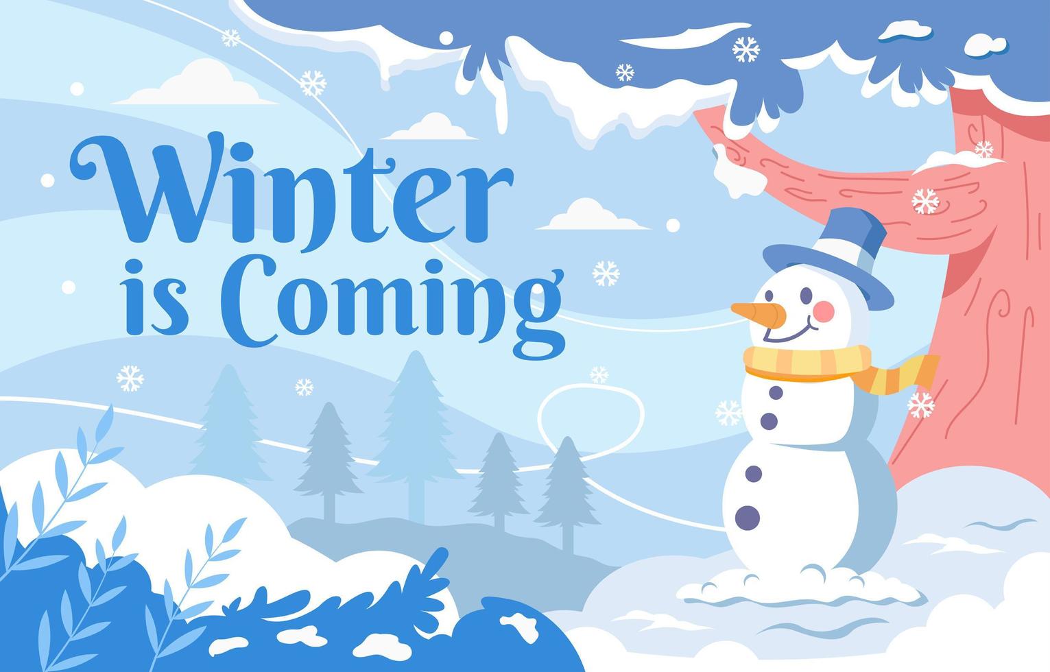 Snowman in Cold Winter Weather Background vector
