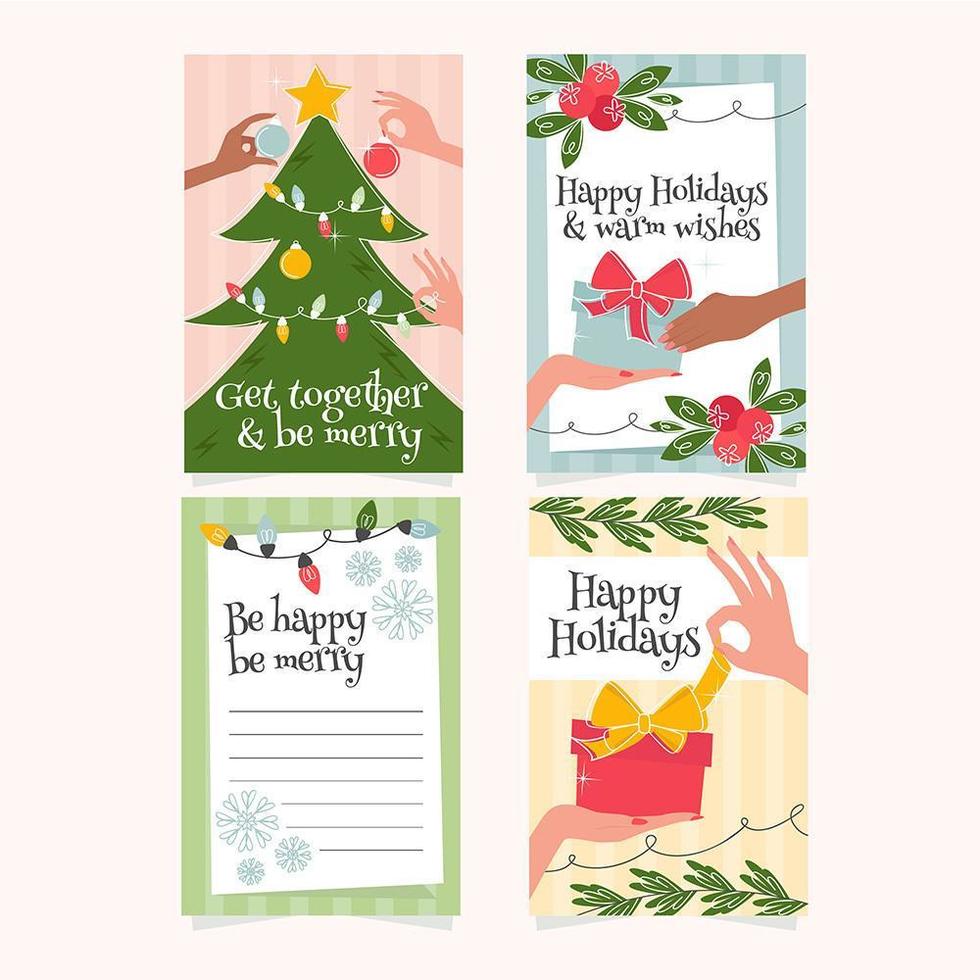 juguetona colección de tarjetas de navidad vector