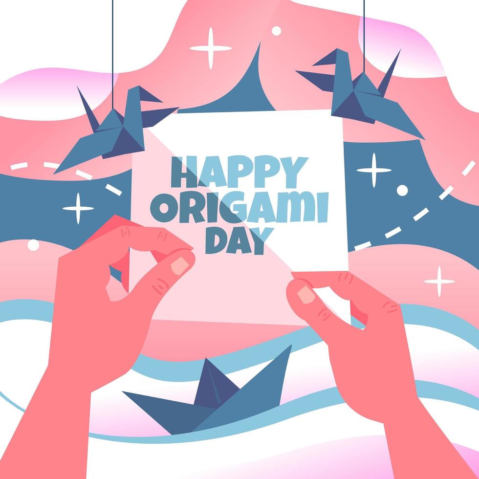 Handmade Origami for Origami Day Illustration vector