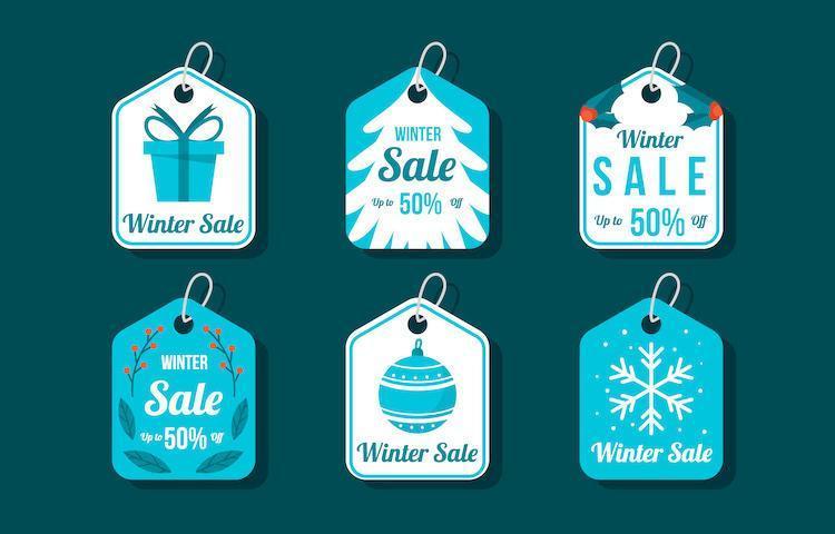 Blue Winter Sale Label Collection vector