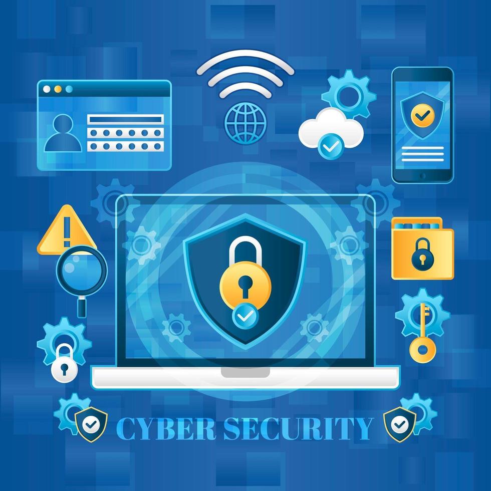 concepto azul del día de la seguridad cibernética vector