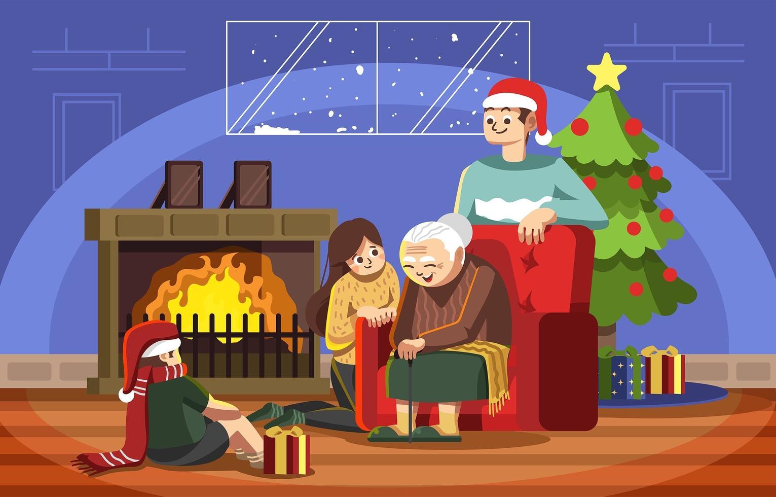 tiempo de calidad con la abuela en navidad vector