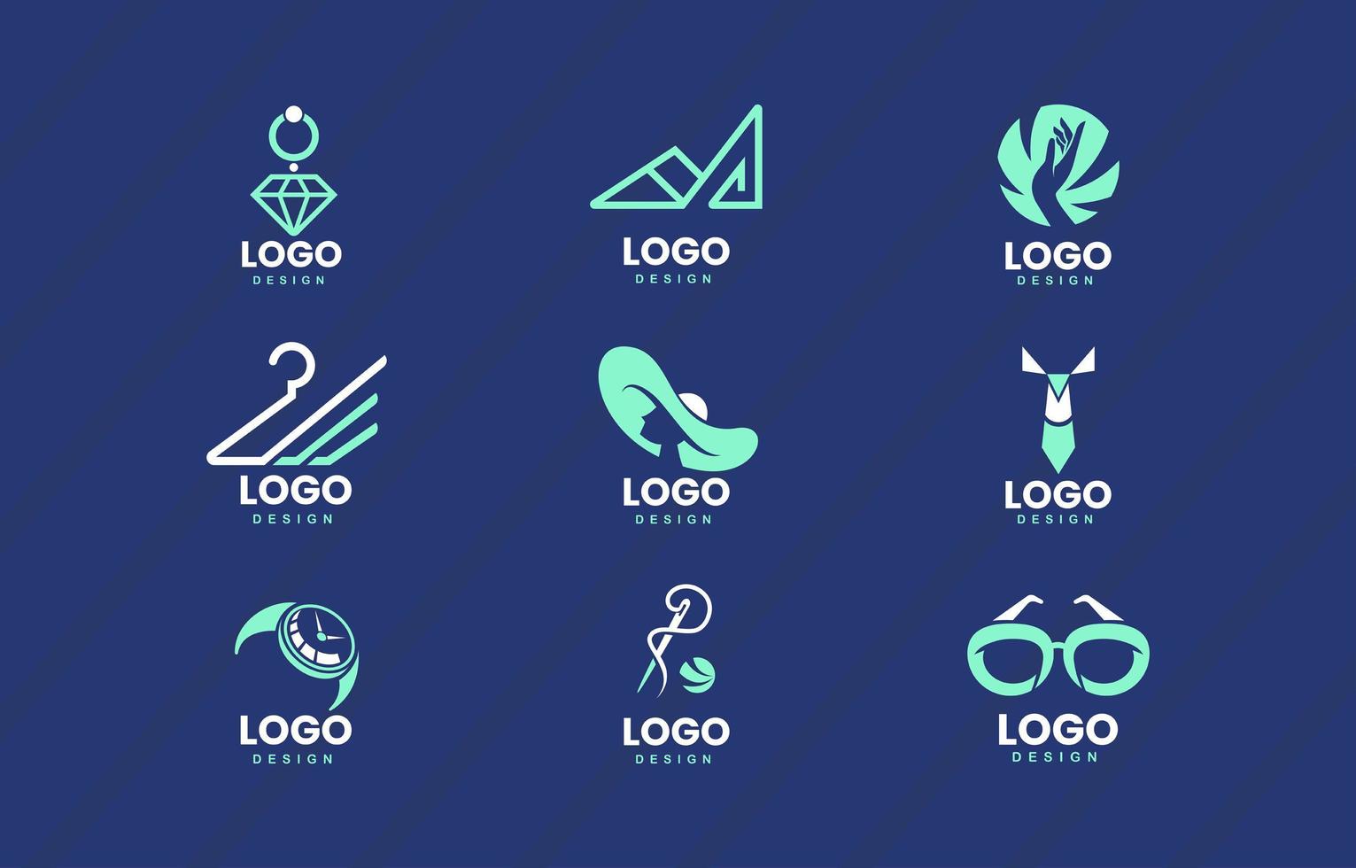 paquete de logotipos planos para una moda elegante vector