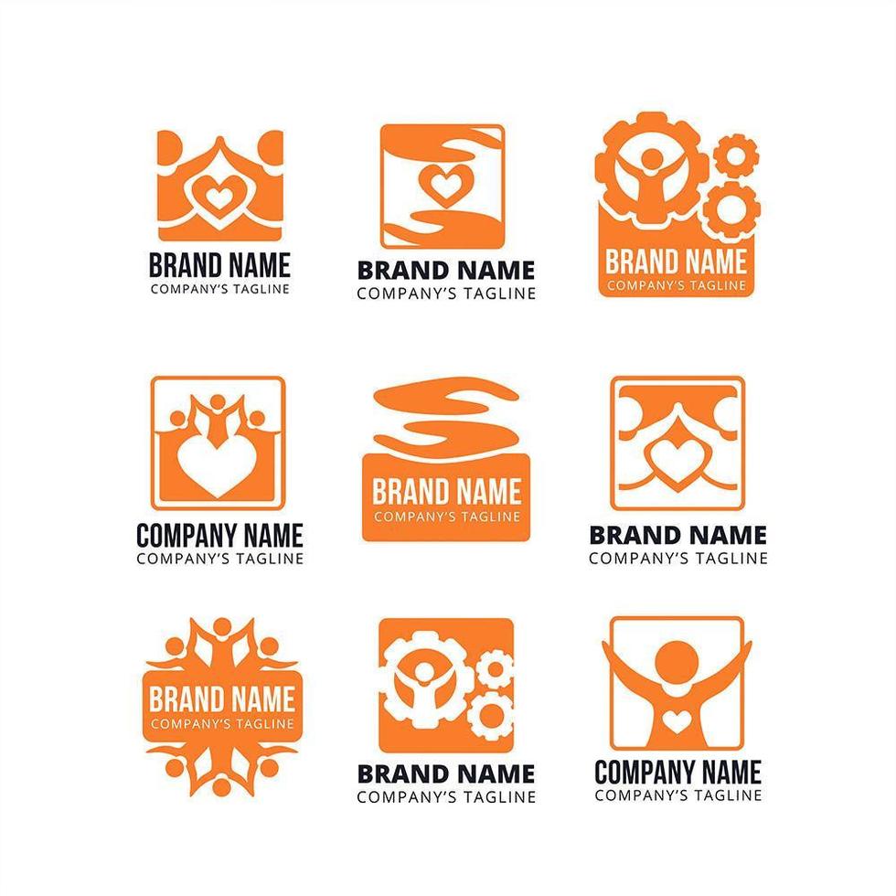 Teamwork Logo Templates Collection vector