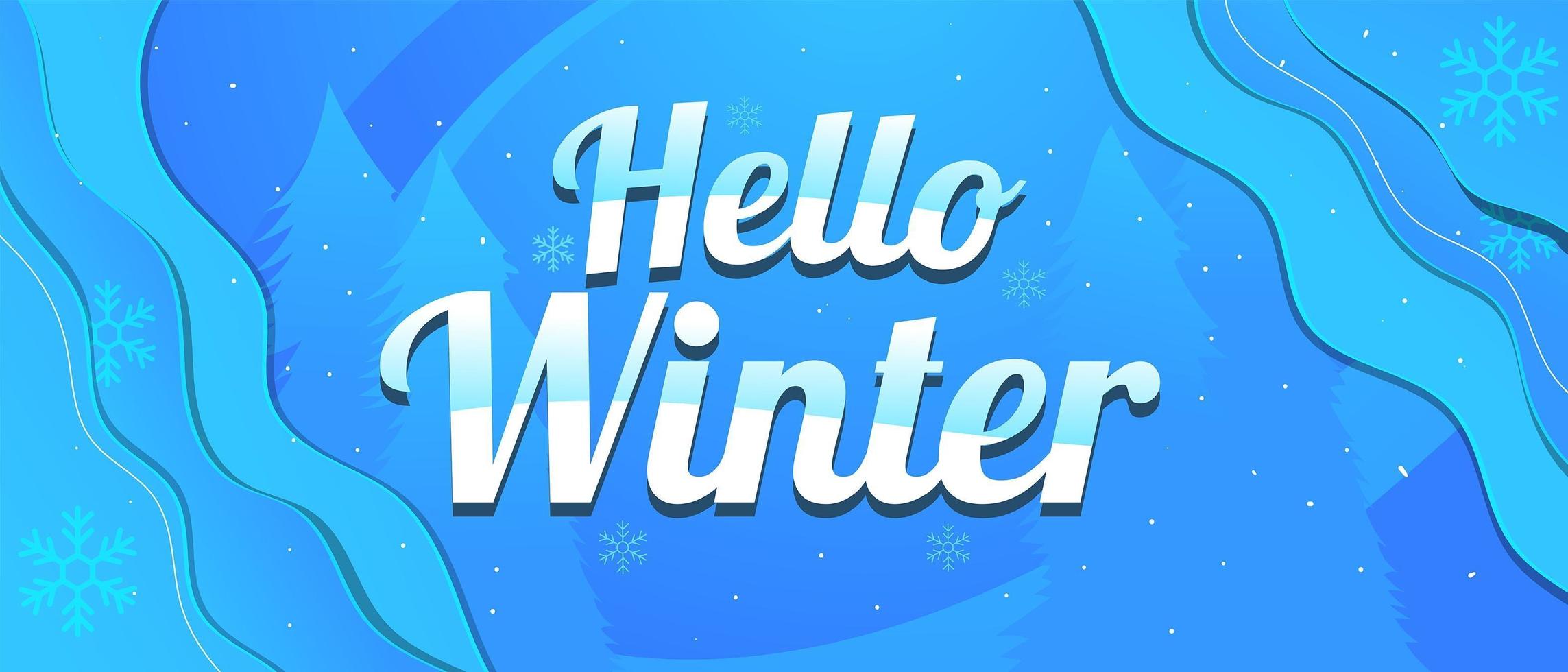 Winter Background with Snowflaskes in Papercut Style vector