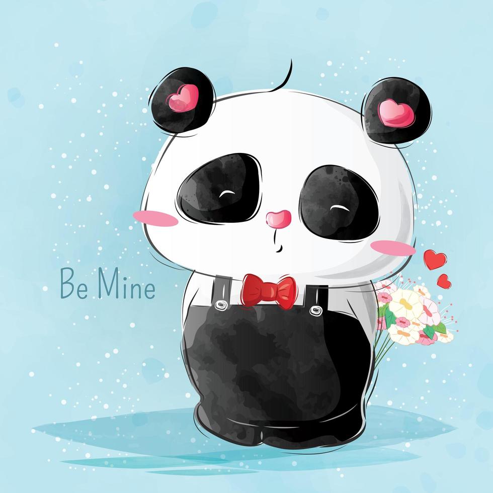 Cute Little Panda Valentine Design vector