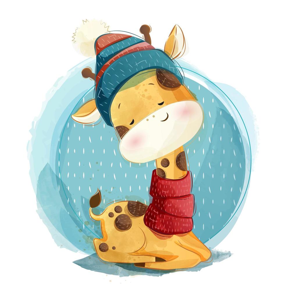 Cute Giraffe Wearing a Scarf vector