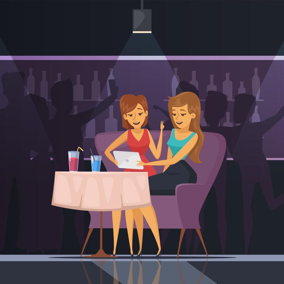 Women taking a selfie in a night club vector