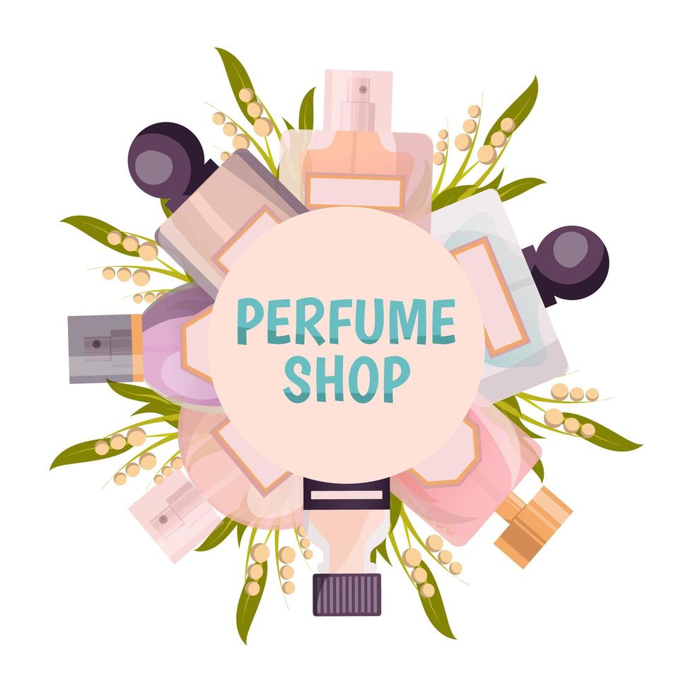 Perfume wreath composition vector