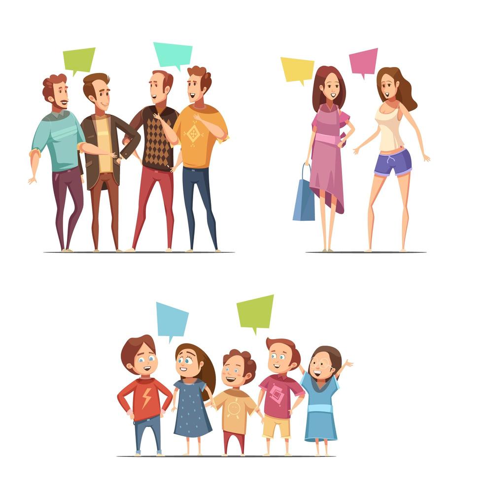 Set of people and kids talking vector