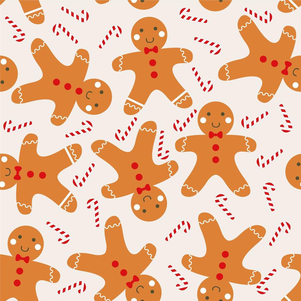 Patten sin costuras con galletas de jengibre navideñas vector