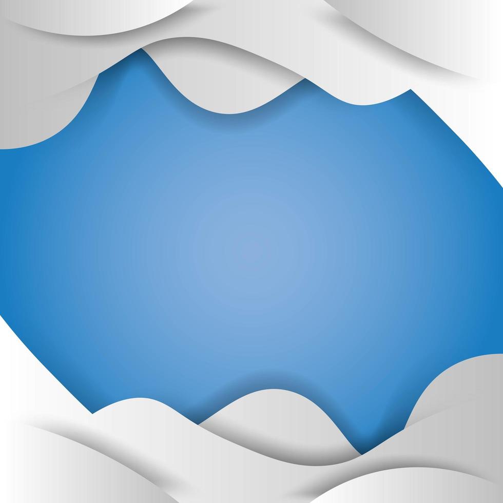 Wavy paper cut layers frame on blue vector