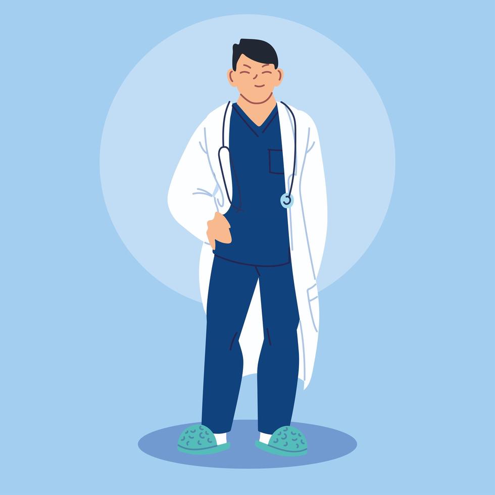 Doctor standing with medical gown vector