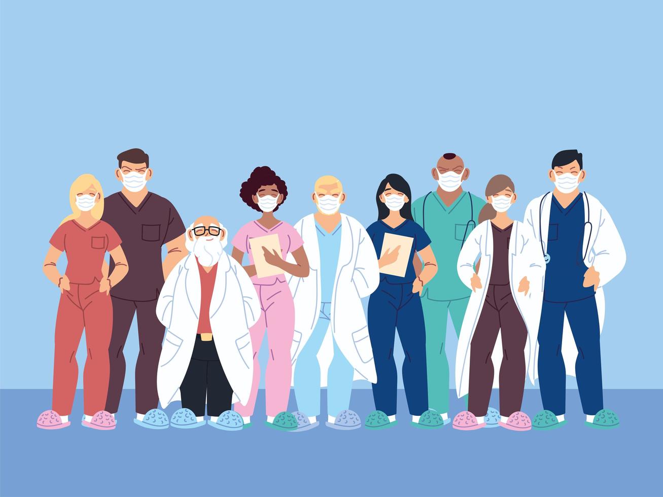 Healthcare workers, doctors and nurses vector