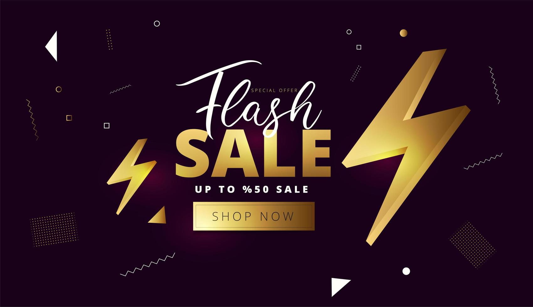 Diseño de banner o cartel dorado de venta flash vector