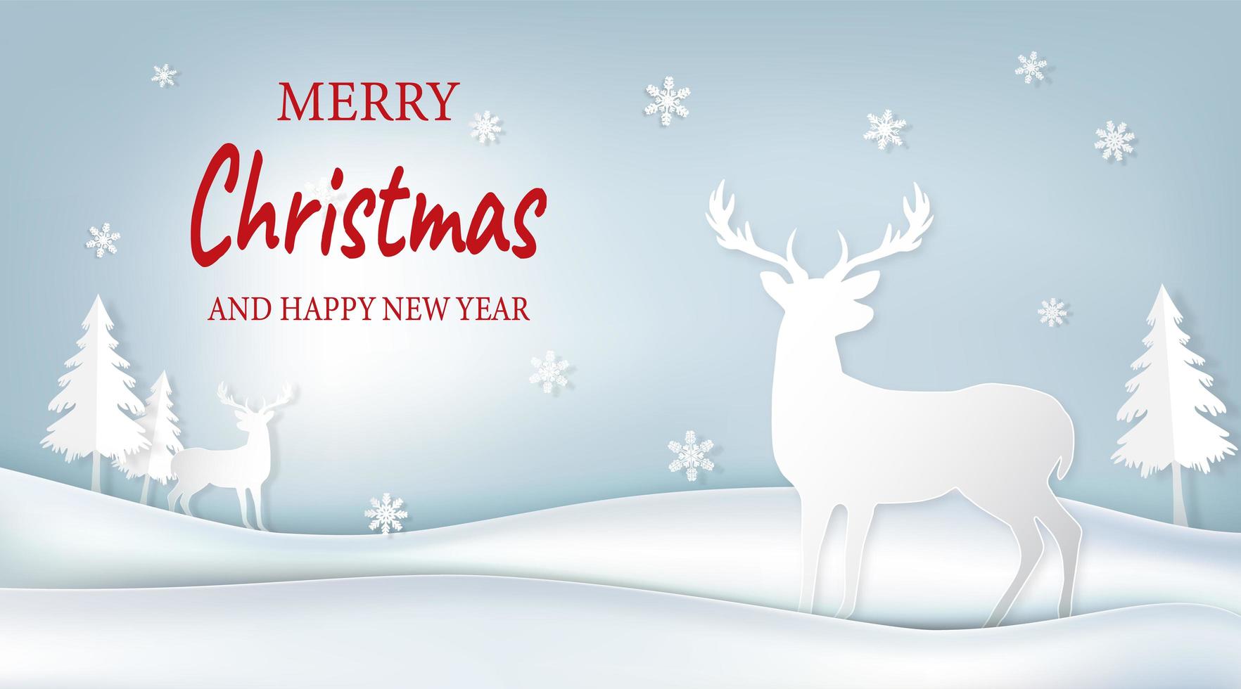 Deer and pine tree, Christmas greeting. design vector