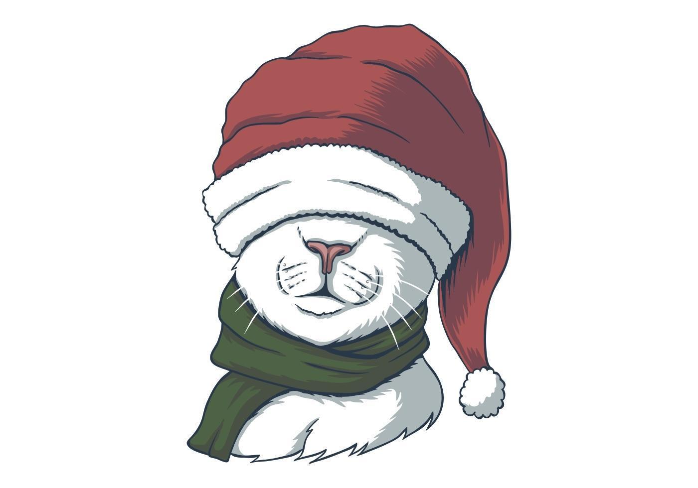 Cat wearing a Santa hat vector